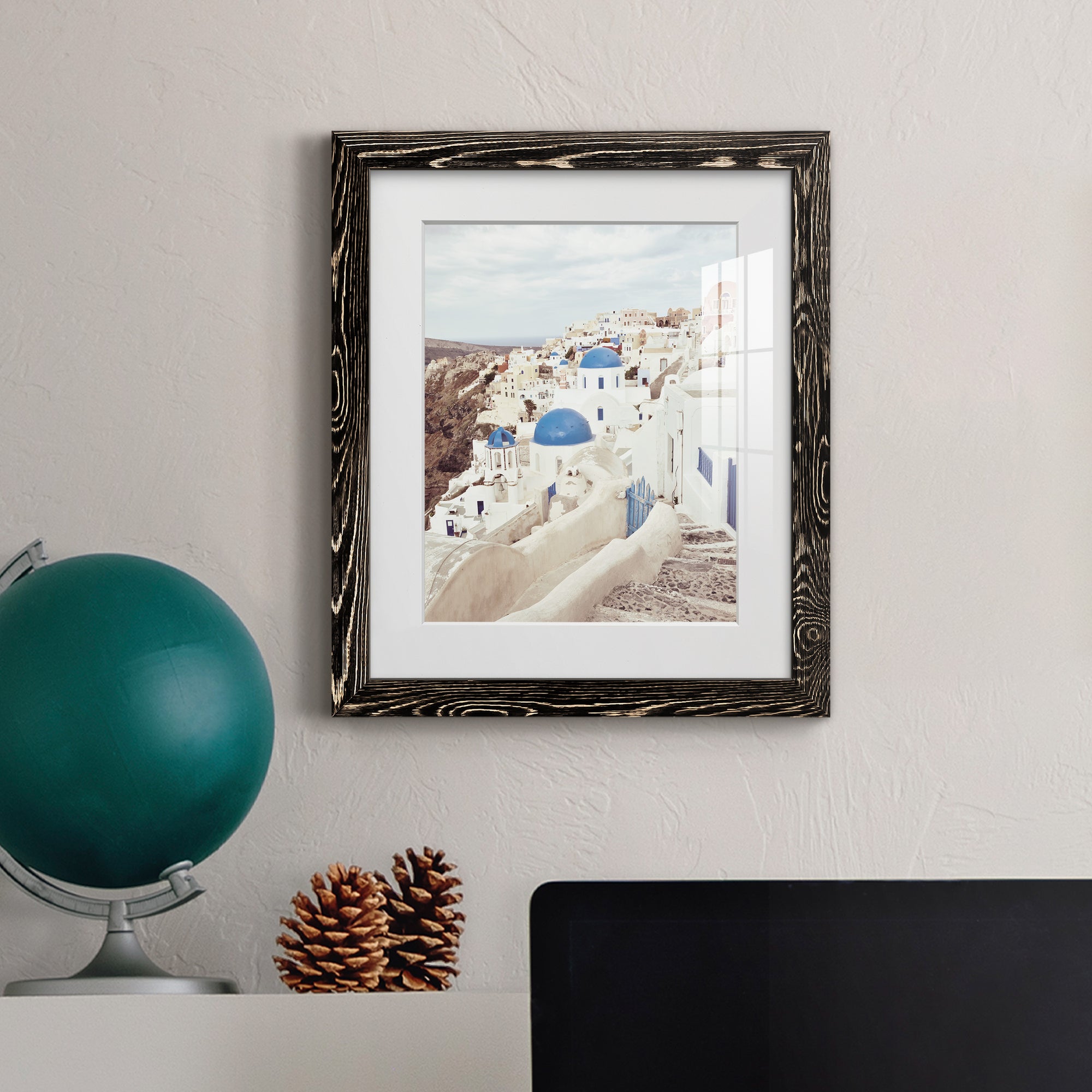 Santorini - Premium Framed Print - Distressed Barnwood Frame - Ready to Hang