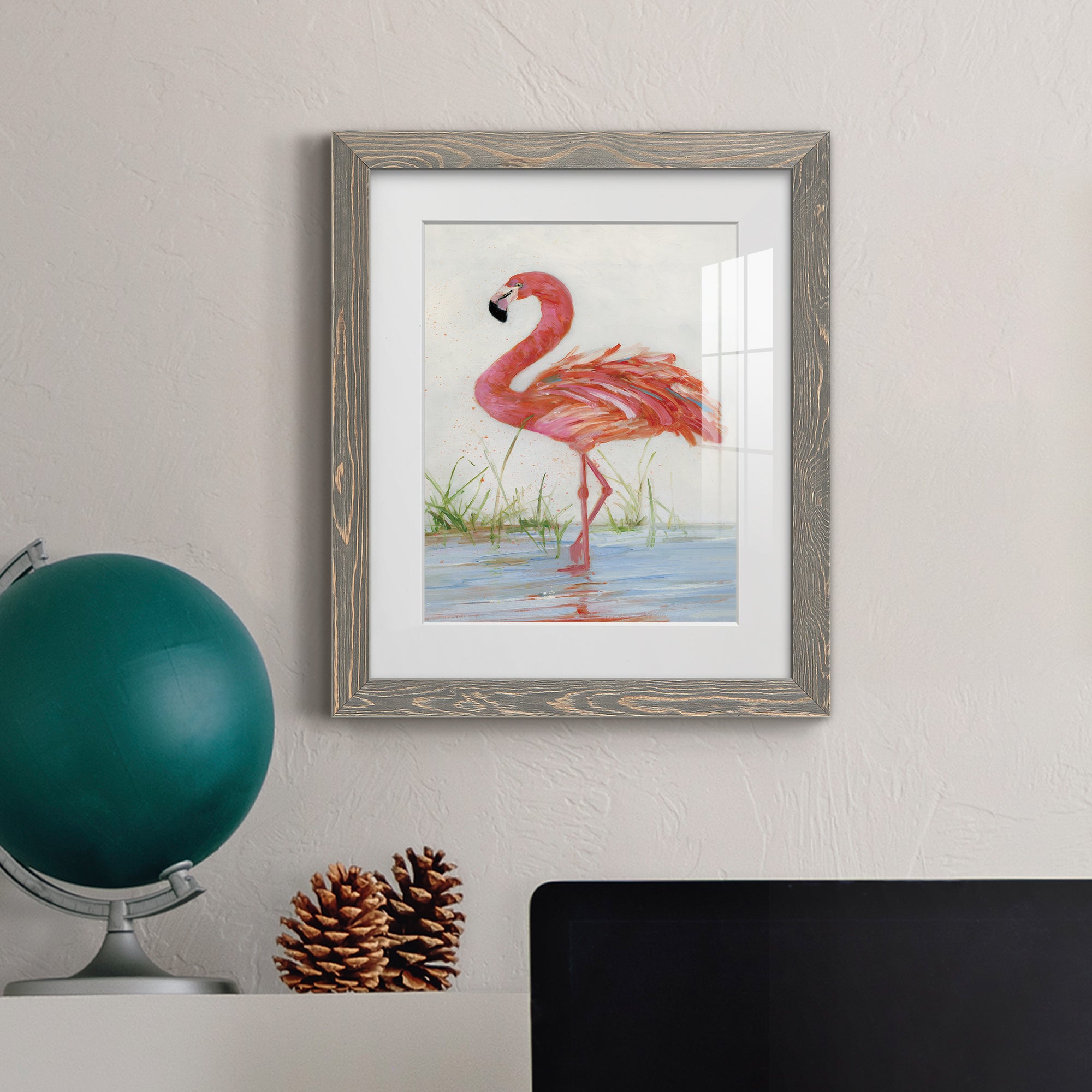 Flamingo II - Barnwood Framed Art Print