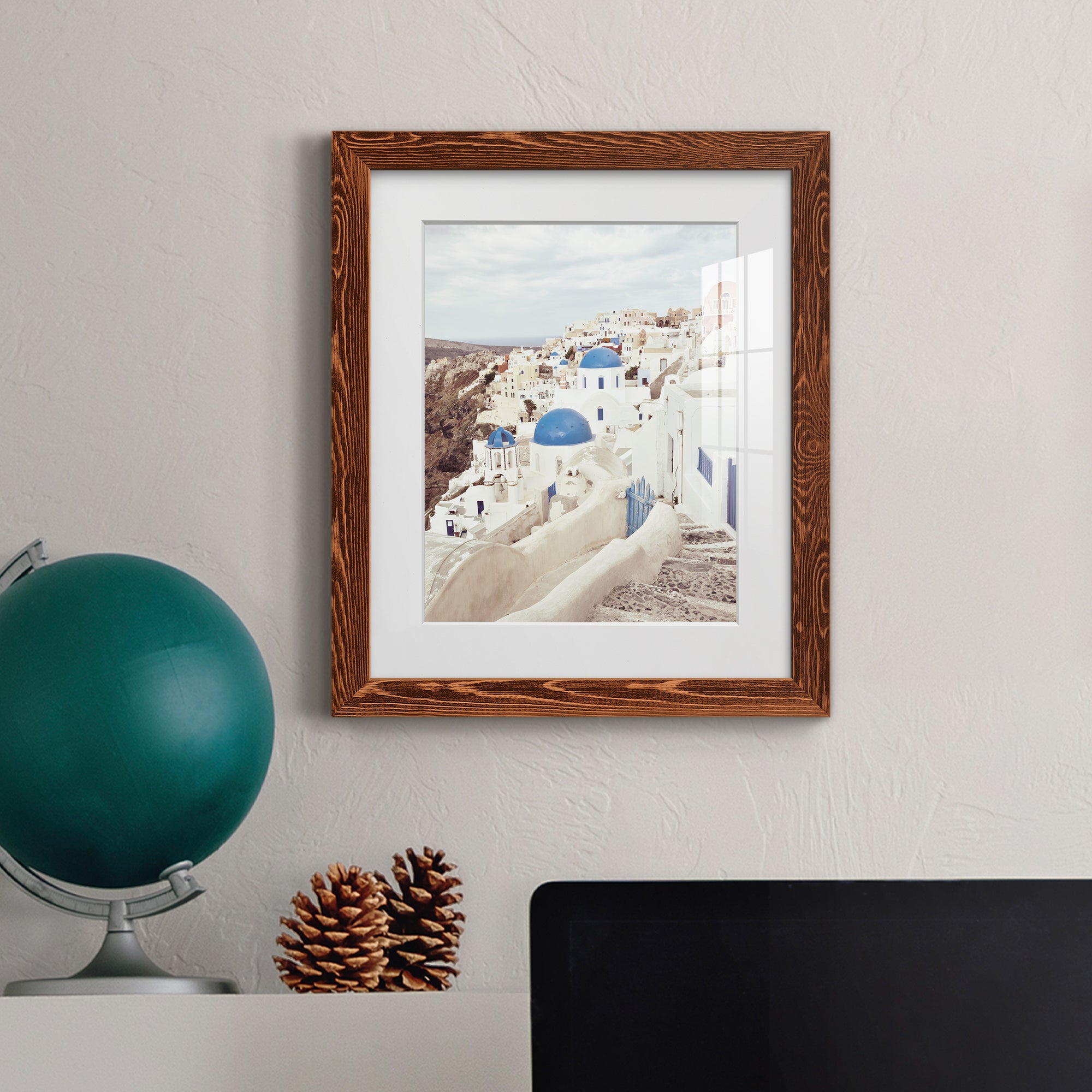 Santorini - Premium Framed Print - Distressed Barnwood Frame - Ready to Hang