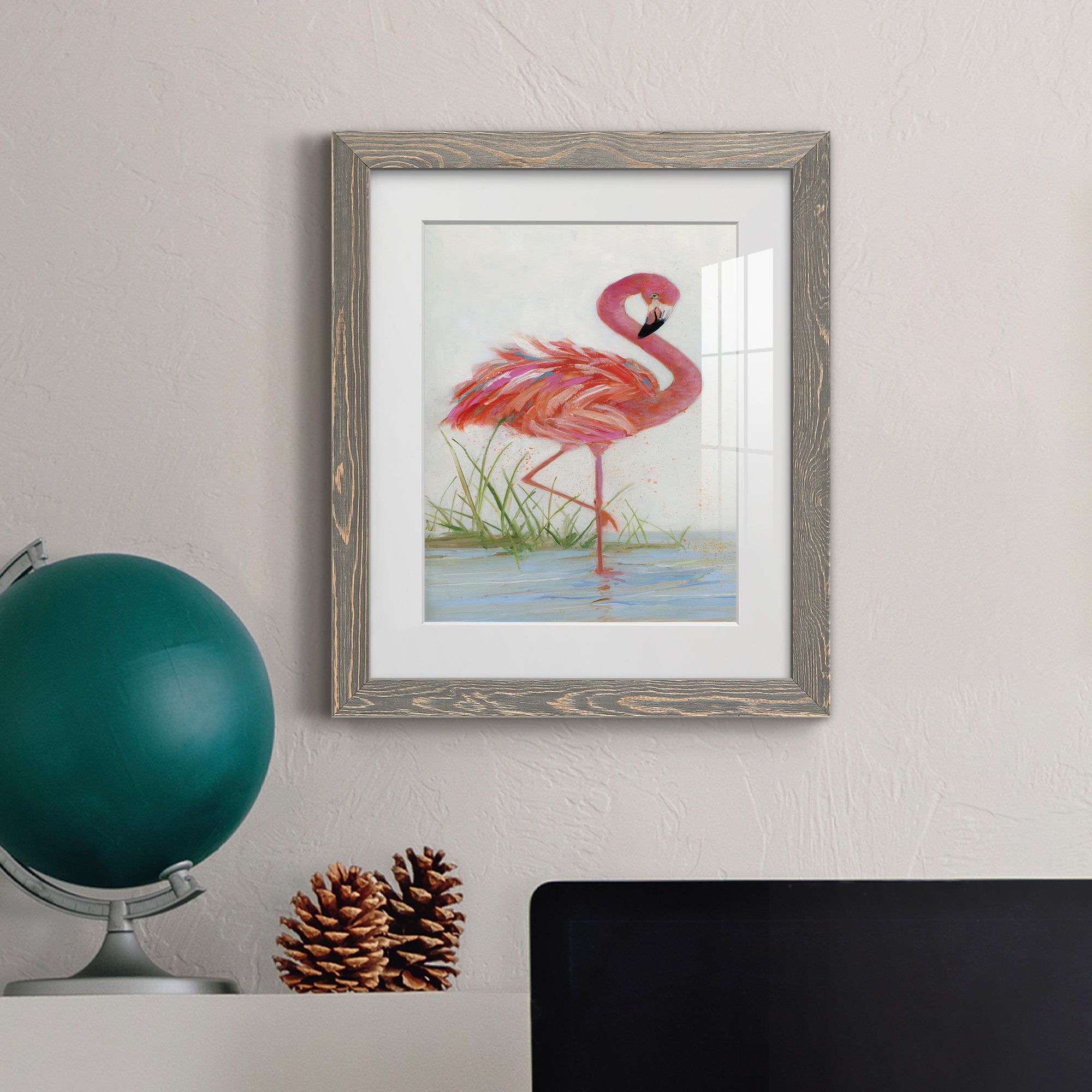 Flamingo I - Barnwood Framed Art Print
