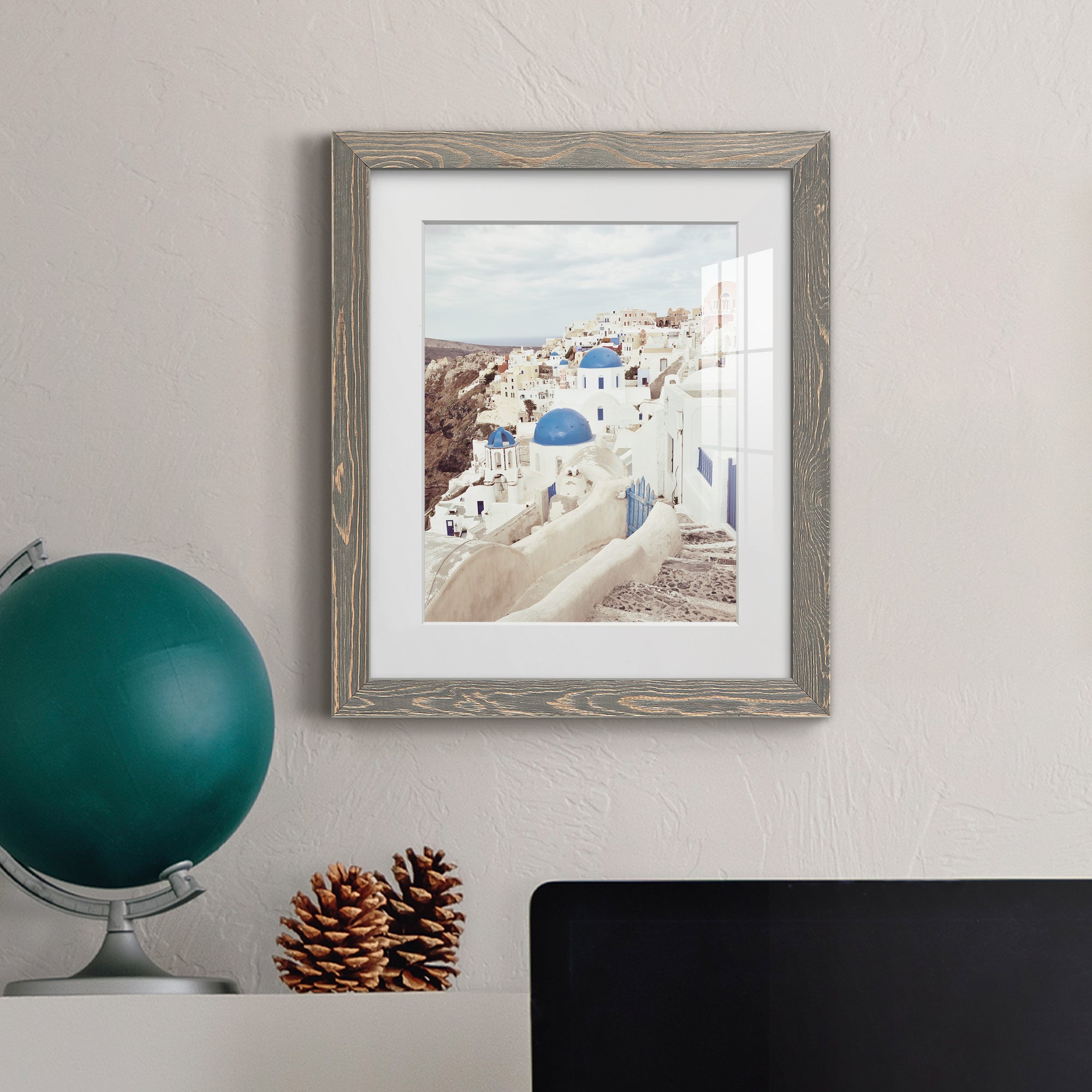 Santorini - Premium Framed Print - Distressed Barnwood Frame - Ready to Hang