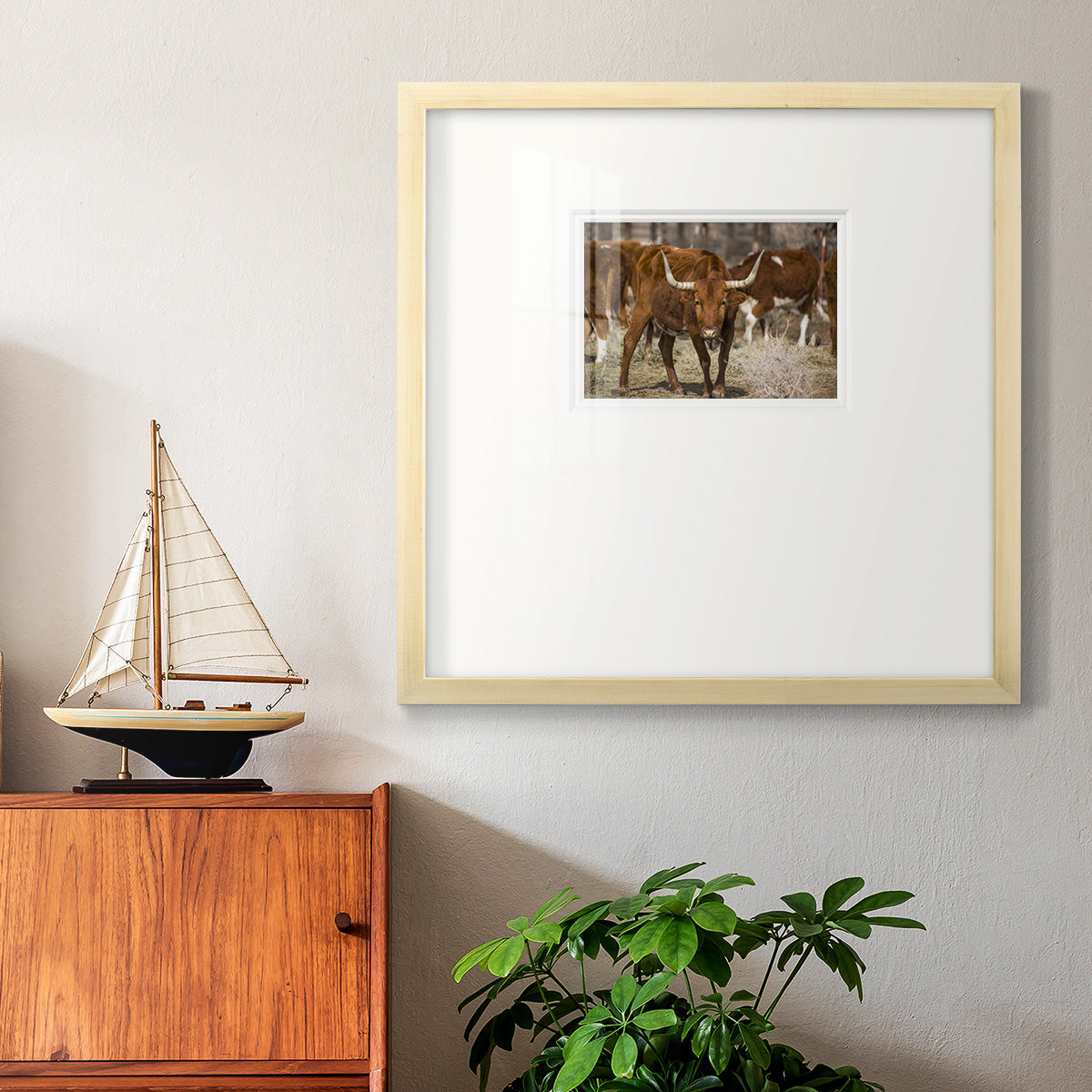 Longhorns- Premium Framed Print Double Matboard