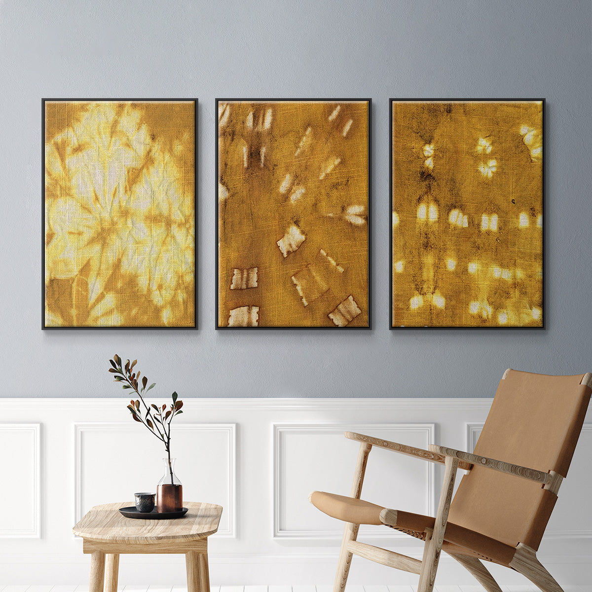 Turmeric Sunrise I - Framed Premium Gallery Wrapped Canvas L Frame 3 Piece Set - Ready to Hang