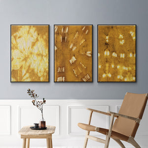 Turmeric Sunrise I - Framed Premium Gallery Wrapped Canvas L Frame 3 Piece Set - Ready to Hang