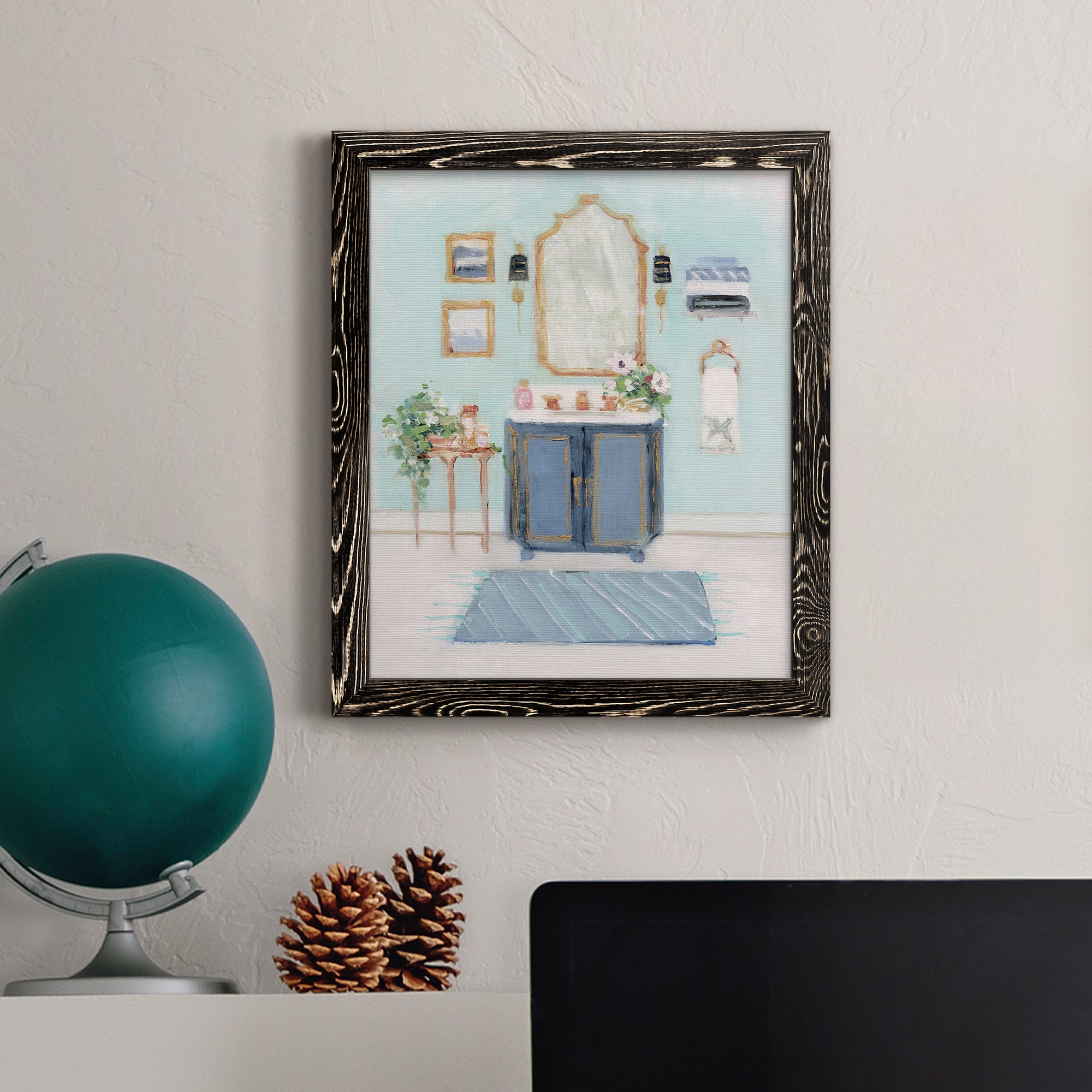 Blue Bath II - Premium Canvas Framed in Barnwood - Ready to Hang