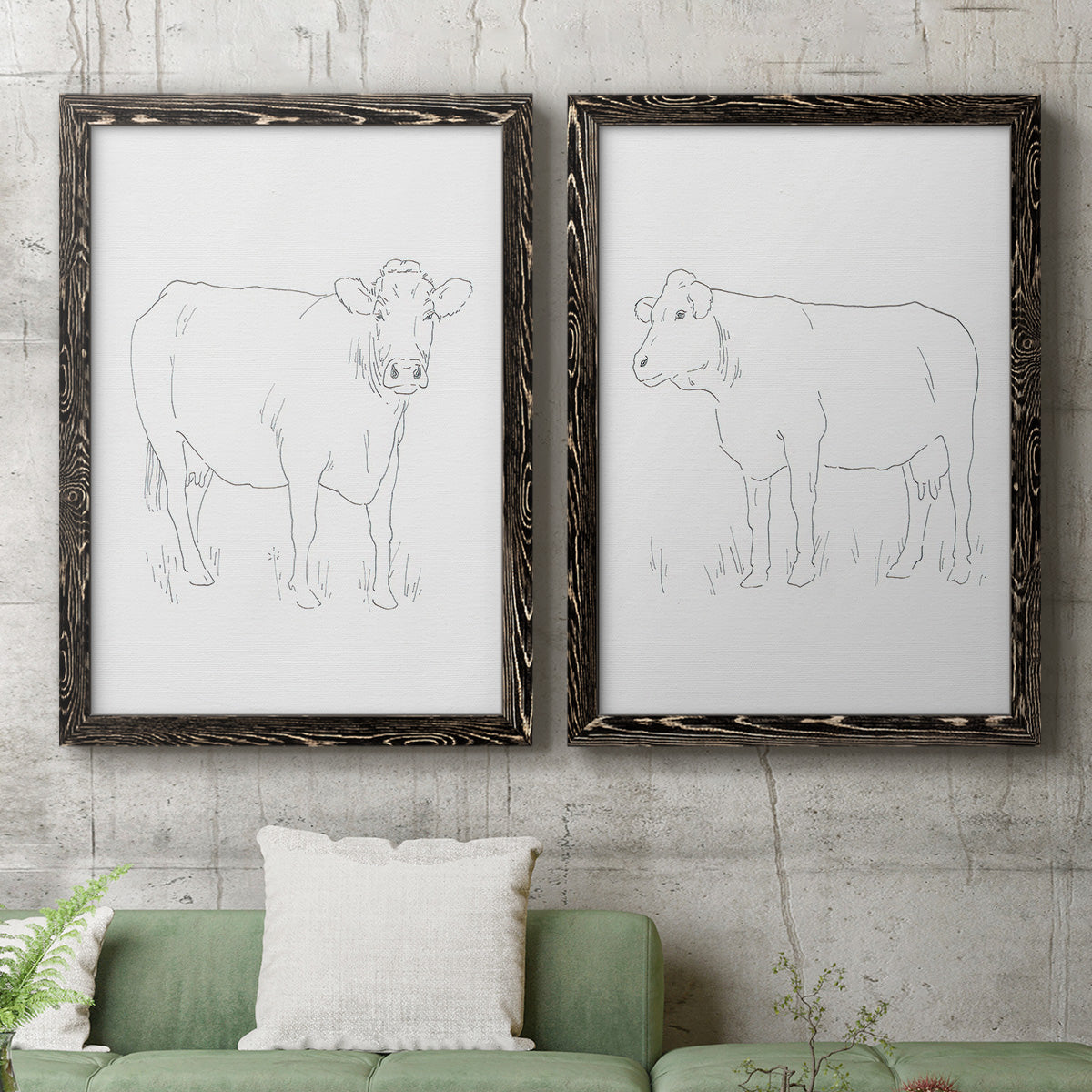 Limousin Cattle III - Premium Framed Canvas 2 Piece Set - Ready to Hang