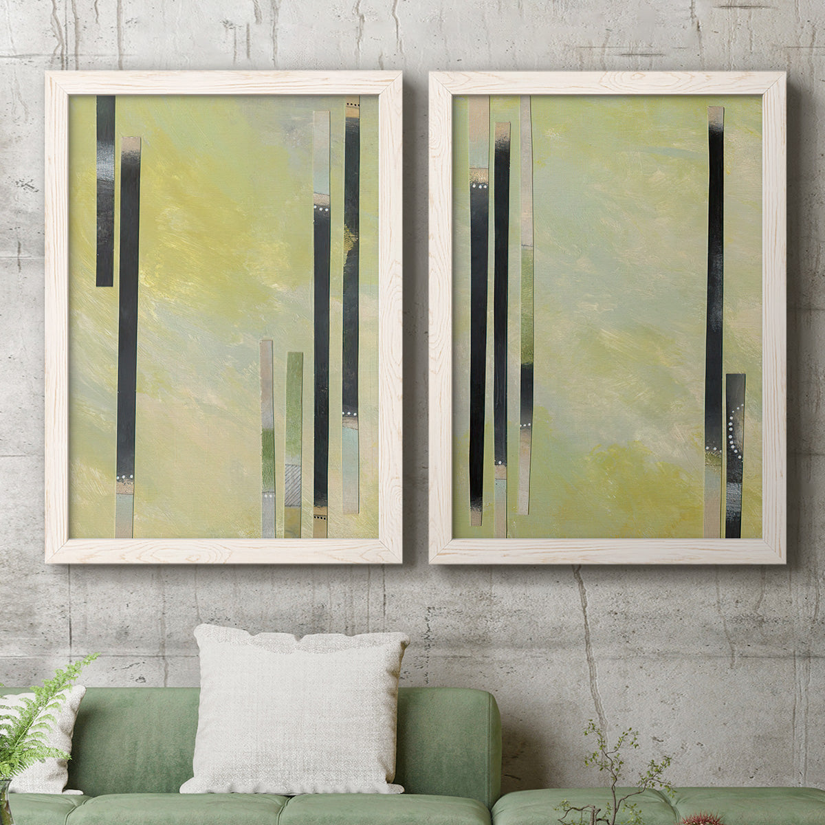 Neutral Assemblage I - Premium Framed Canvas 2 Piece Set - Ready to Hang