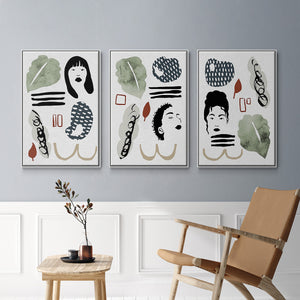Collected Mindfulness I - Framed Premium Gallery Wrapped Canvas L Frame 3 Piece Set - Ready to Hang
