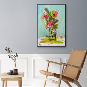 TURQUOISE LILLY - Framed Premium Gallery Wrapped Canvas L Frame - Ready to Hang