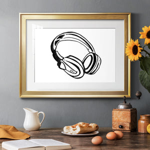Headphones Sketch - Modern Framed Art Print
