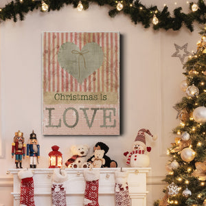 Burlap Christmas Love Premium Gallery Wrapped Canvas - Ready to Hang