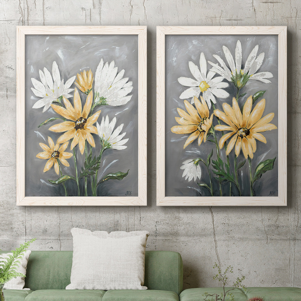 Summer Daisies I - Premium Framed Canvas 2 Piece Set - Ready to Hang