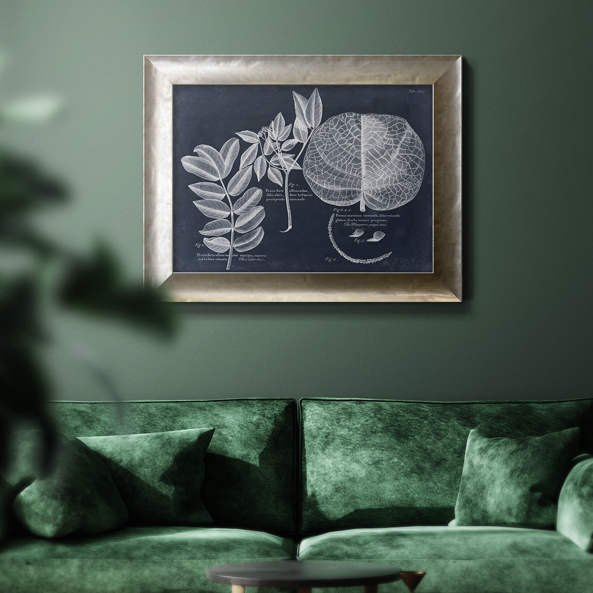 Foliage on Navy I Premium Framed Canvas- Ready to Hang