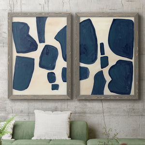 Blue Pieces I - Barnwood Framed Canvas Set
