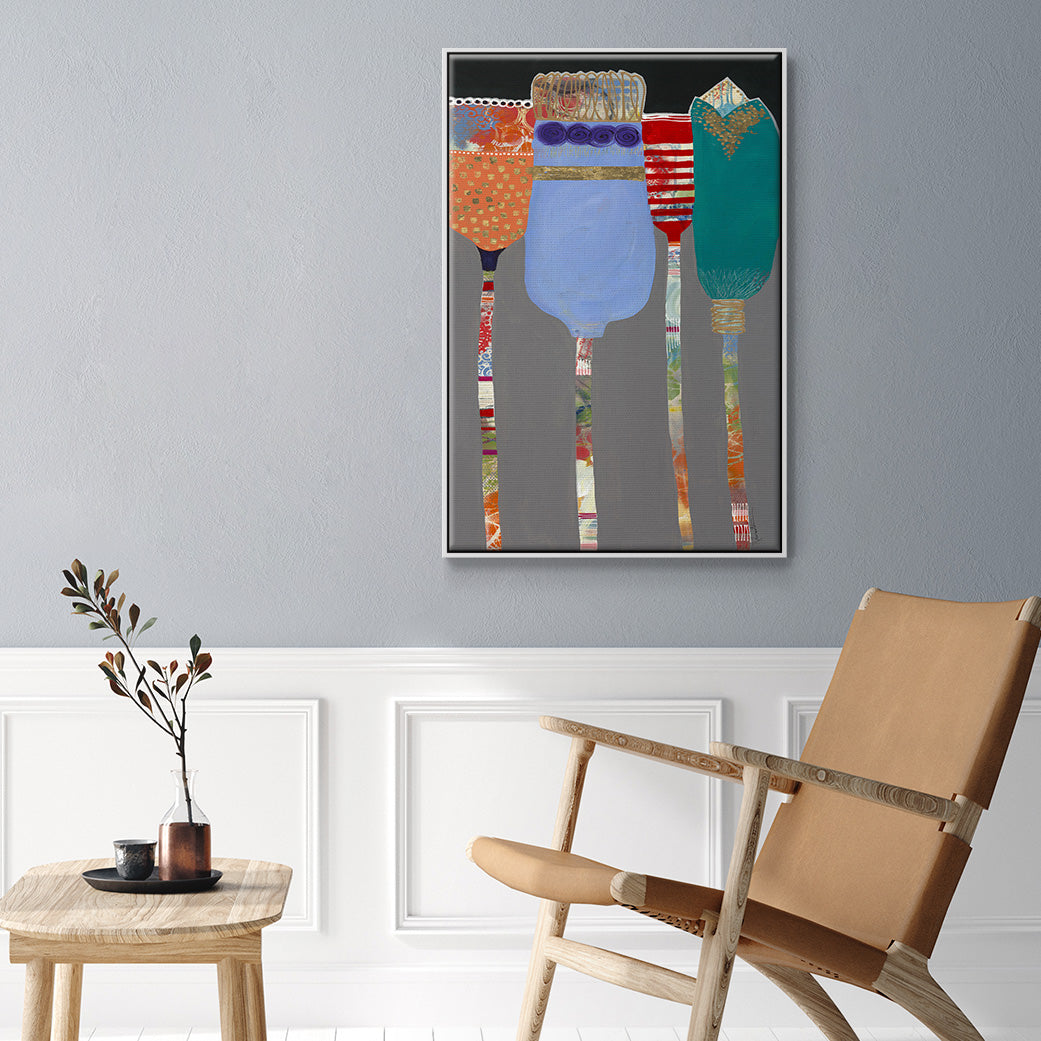 Tall Tulips - Framed Premium Gallery Wrapped Canvas L Frame - Ready to Hang