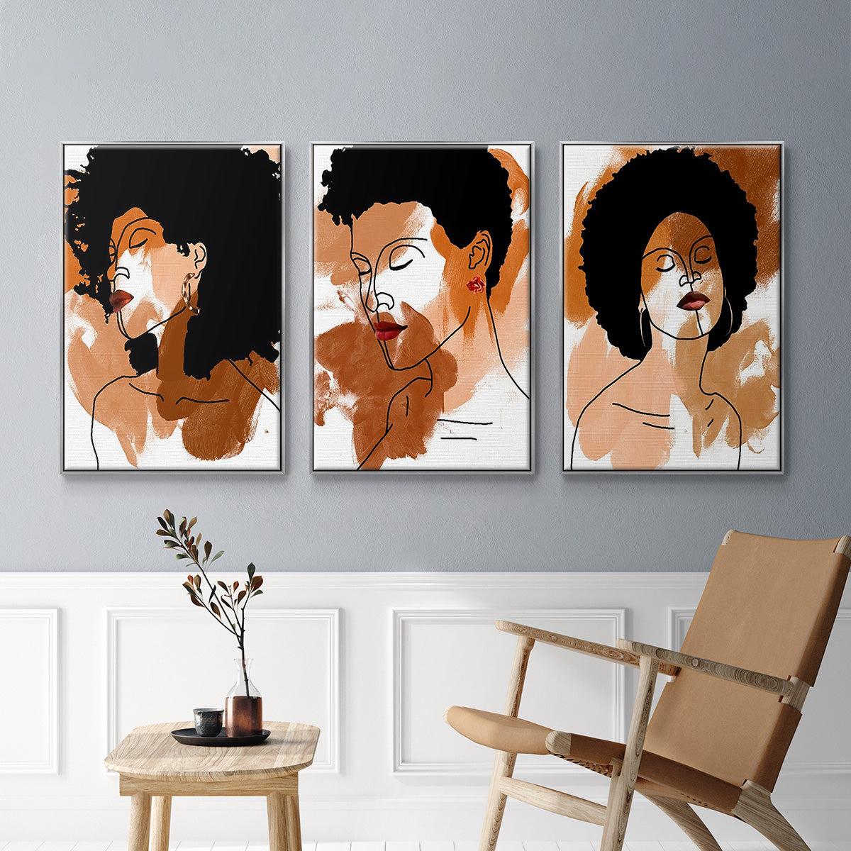 Phenomal Women I - Framed Premium Gallery Wrapped Canvas L Frame 3 Piece Set - Ready to Hang