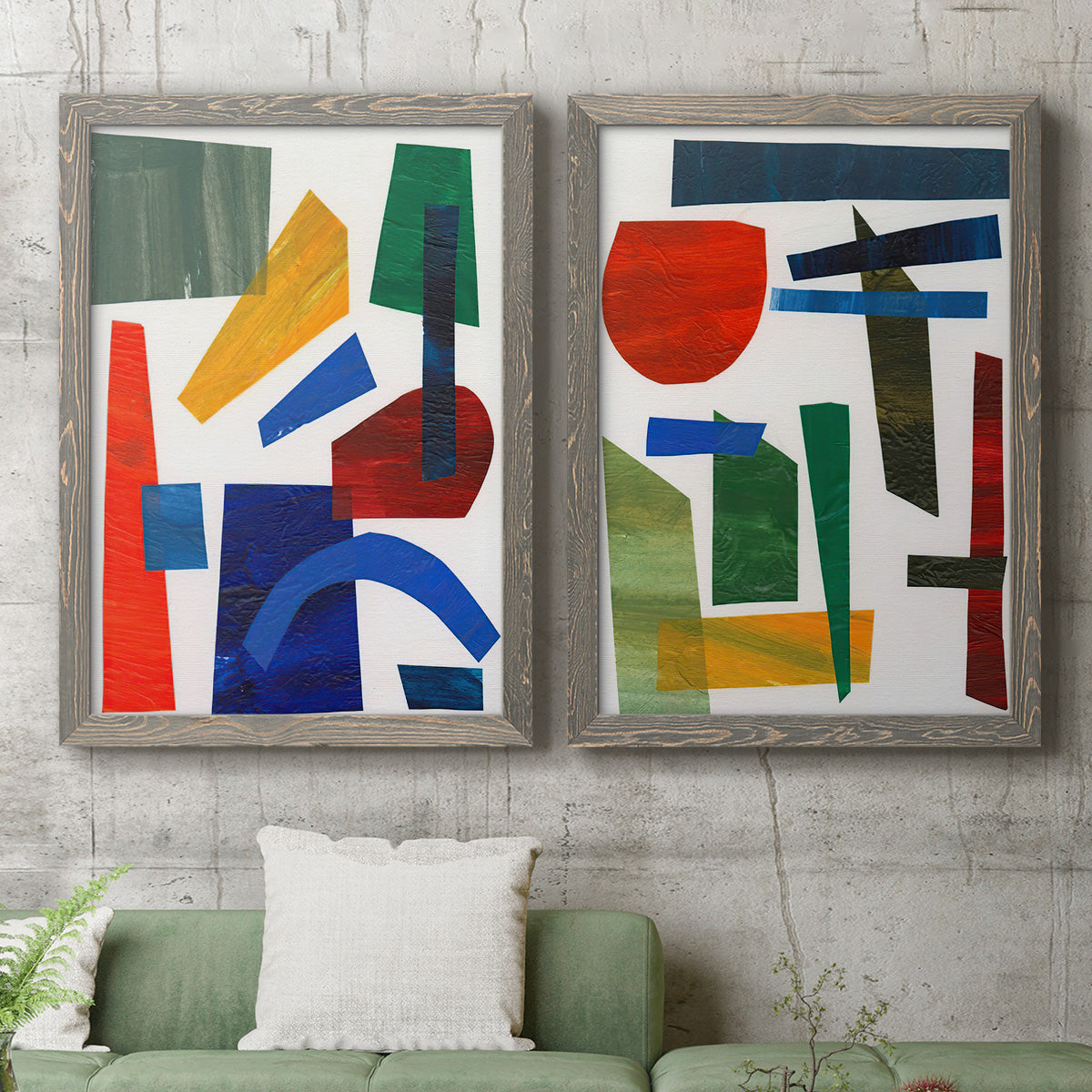 Colorful Shapes I - Premium Framed Canvas 2 Piece Set - Ready to Hang