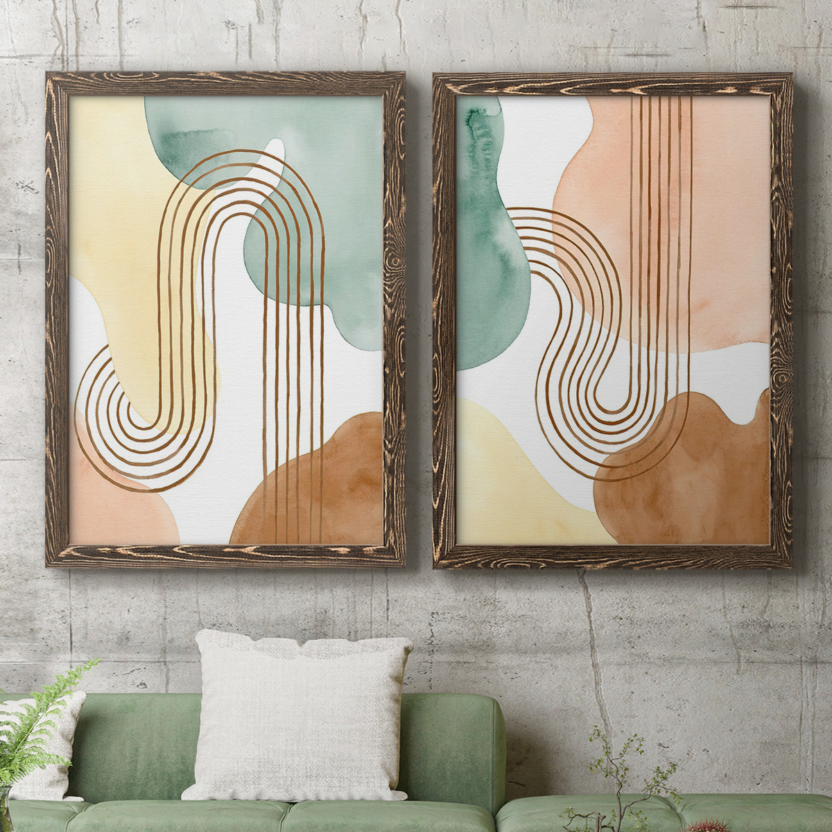 Spring Shapes I - Premium Framed Canvas 2 Piece Set - Ready to Hang