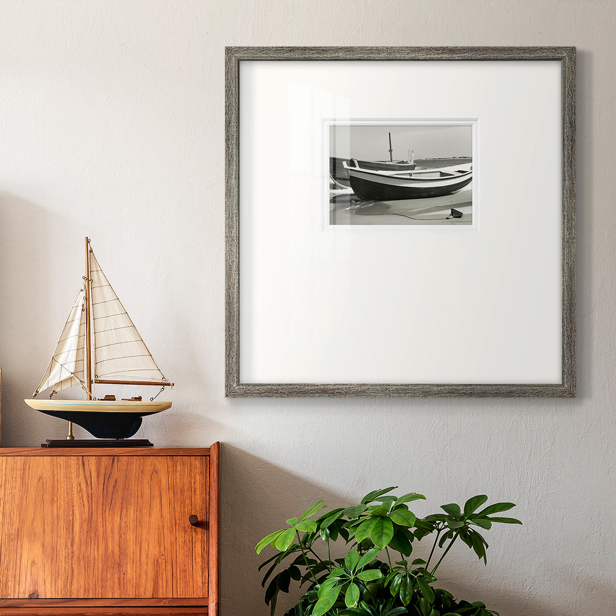 Vintage Rowboat I Premium Framed Print Double Matboard