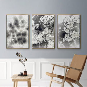 Marbling VII - Framed Premium Gallery Wrapped Canvas L Frame 3 Piece Set - Ready to Hang