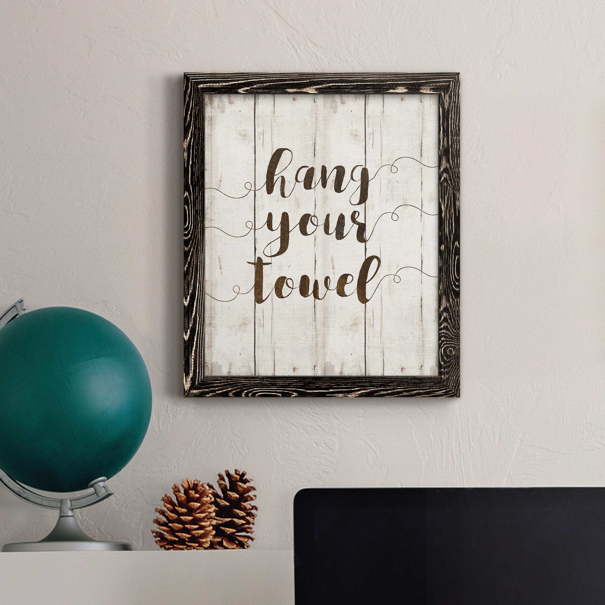 Hang Your Towel - Premium Canvas Framed in Barnwood - Ready to Hang