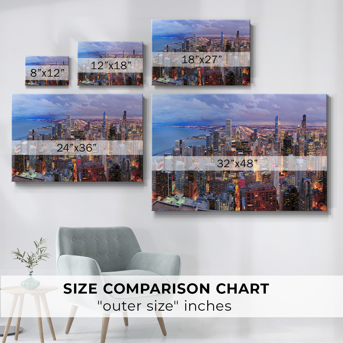 Chicago Aerial IV - Gallery Wrapped Canvas
