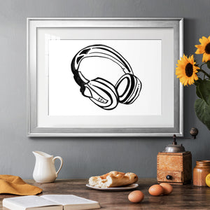 Headphones Sketch - Modern Framed Art Print
