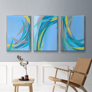 Circulating Flow I - Framed Premium Gallery Wrapped Canvas L Frame 3 Piece Set - Ready to Hang