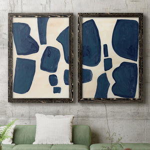 Blue Pieces I - Barnwood Framed Canvas Set