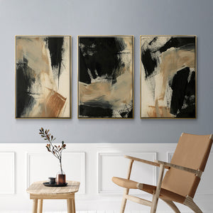 Baked Paintstrokes IV - Framed Premium Gallery Wrapped Canvas L Frame 3 Piece Set - Ready to Hang