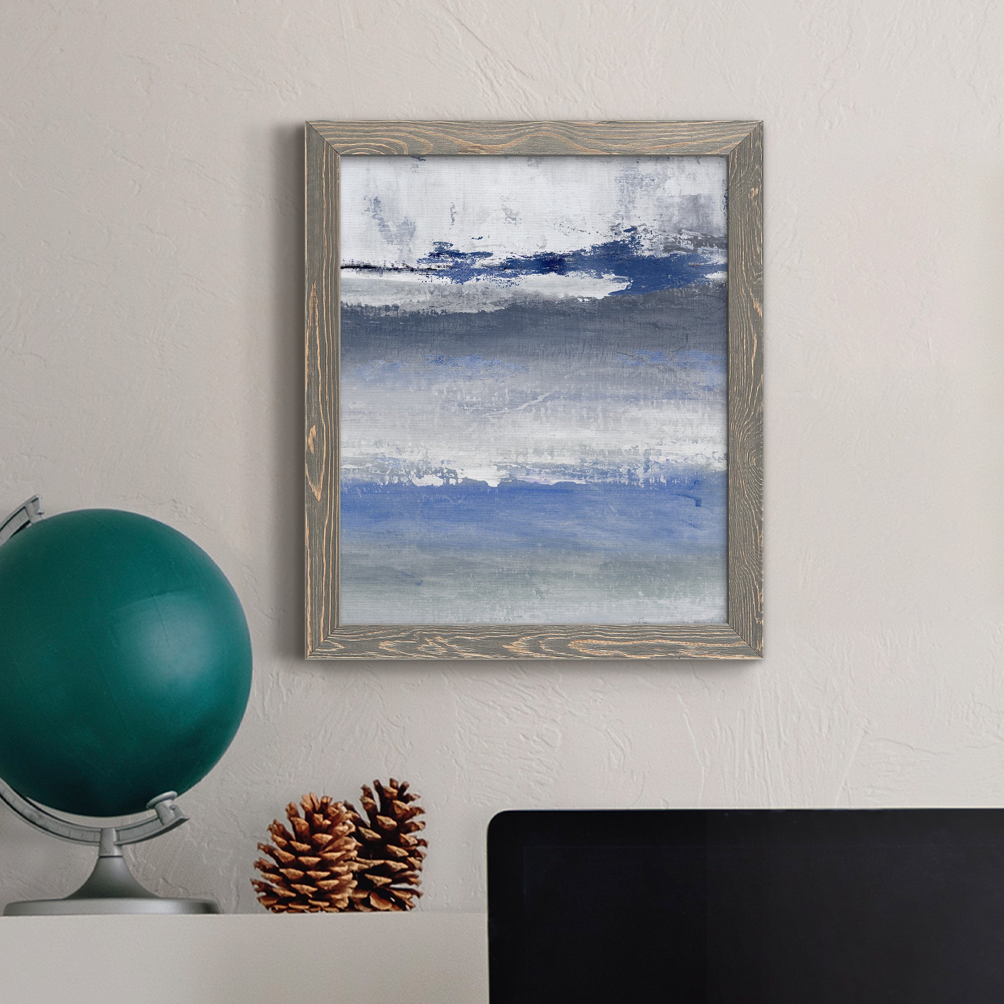 Soft Solace Indigo - Premium Canvas Framed in Barnwood - Ready to Hang