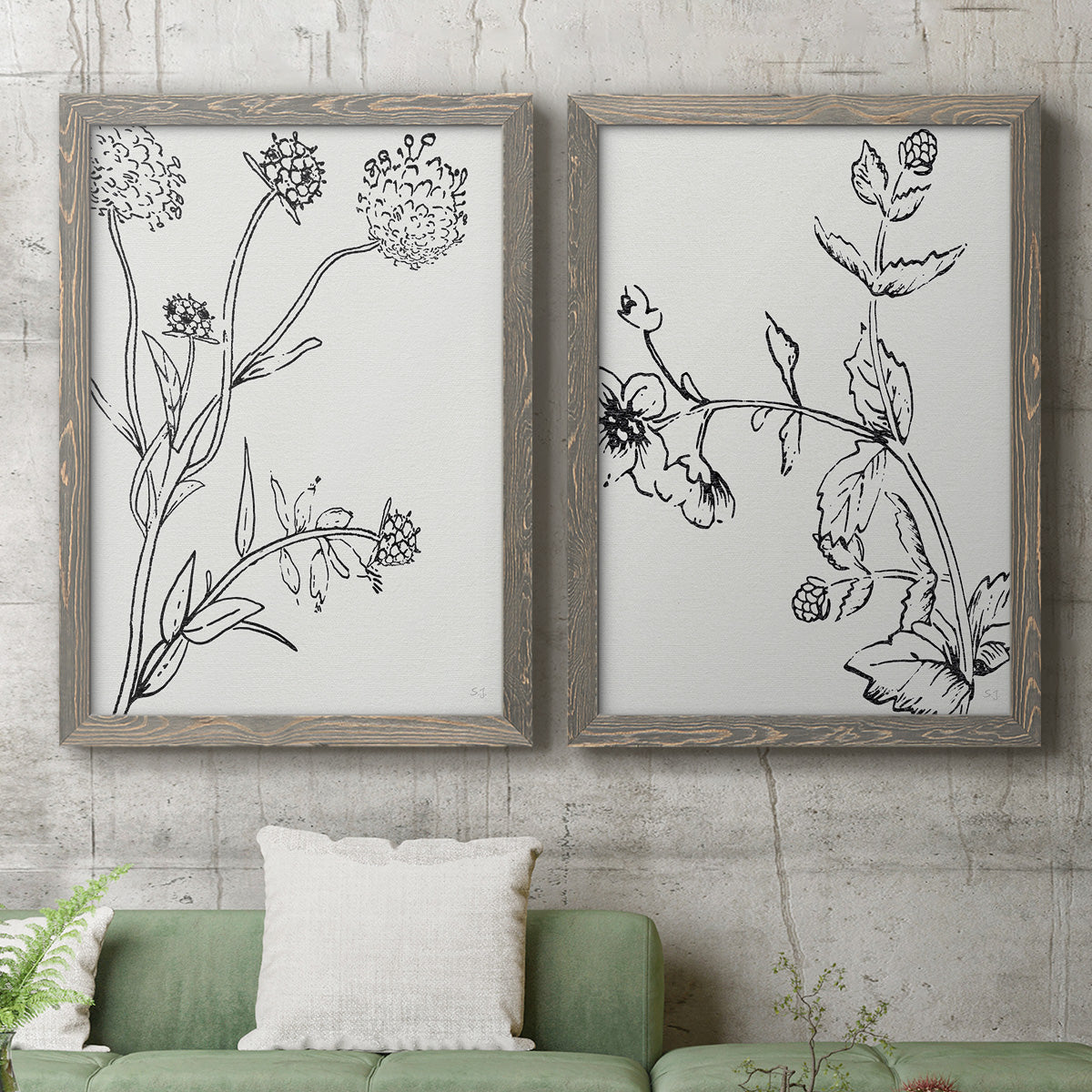 Botanical Study I   - Premium Framed Canvas 2 Piece Set - Ready to Hang