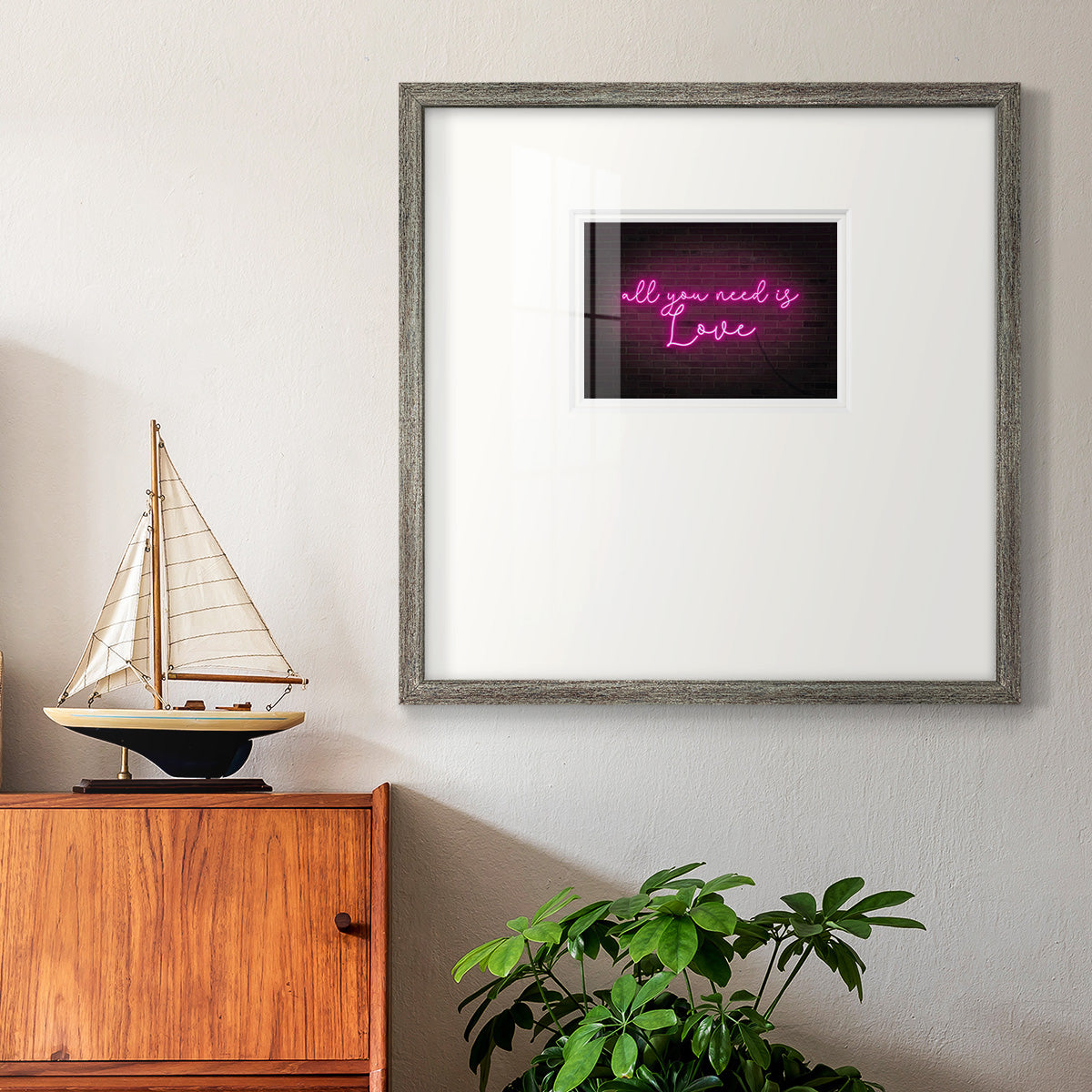 Neon Love I Premium Framed Print Double Matboard