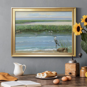 Wading at Dusk - Modern Framed Canvas Print