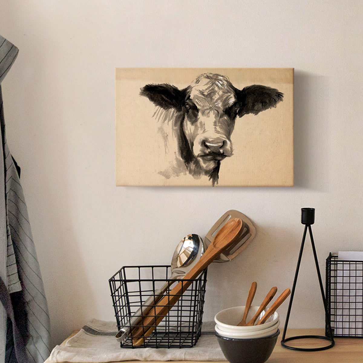 Charcoal Cow II Premium Gallery Wrapped Canvas - Ready to Hang
