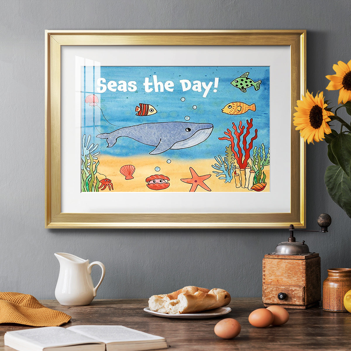 Cute Sea Creatures II Premium Framed Print - Ready to Hang