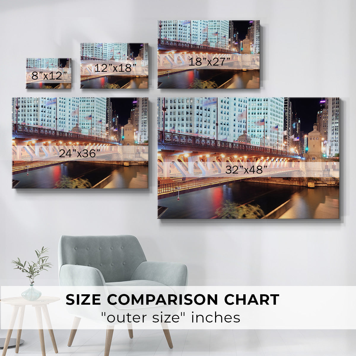 Chicago River VI - Gallery Wrapped Canvas
