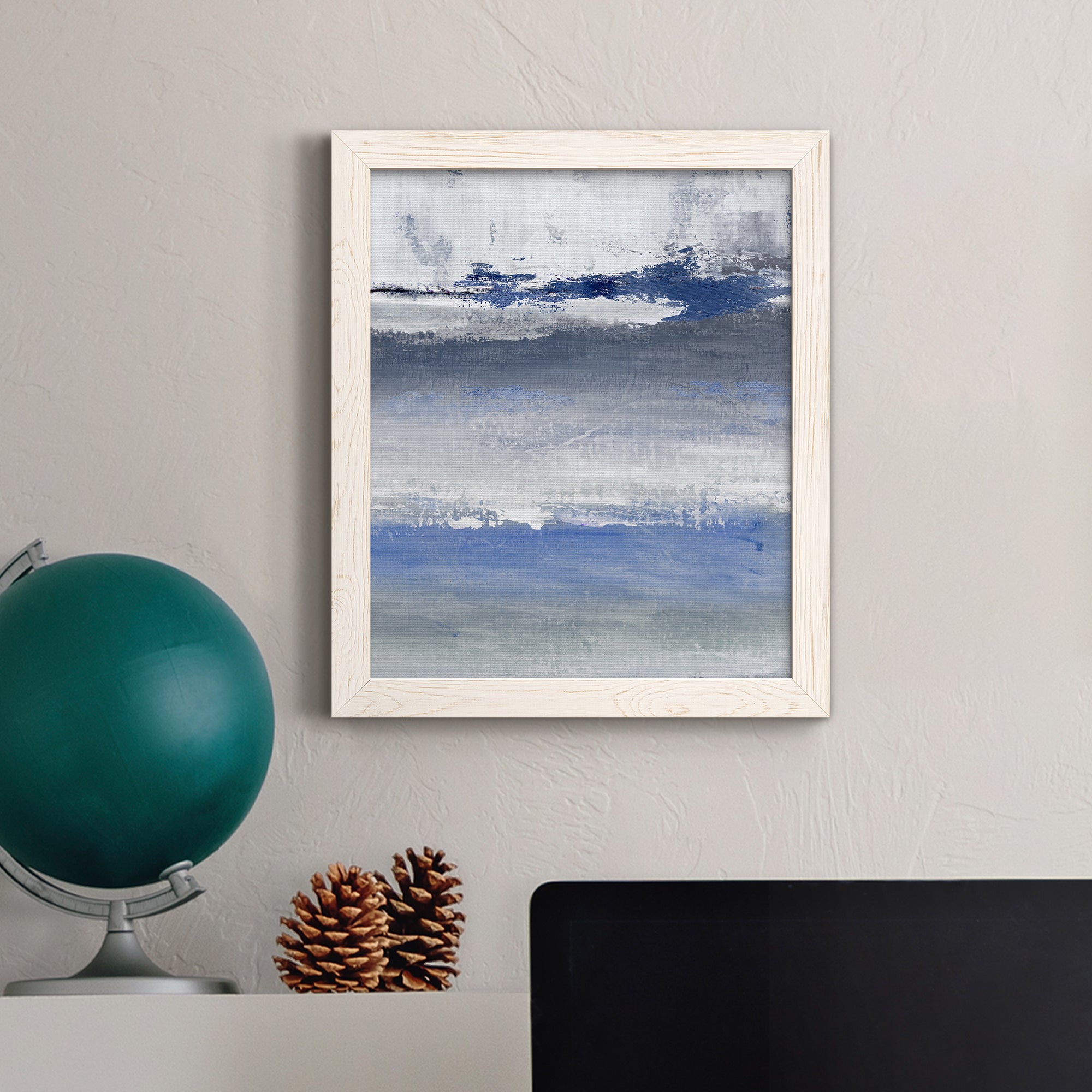 Soft Solace Indigo - Premium Canvas Framed in Barnwood - Ready to Hang