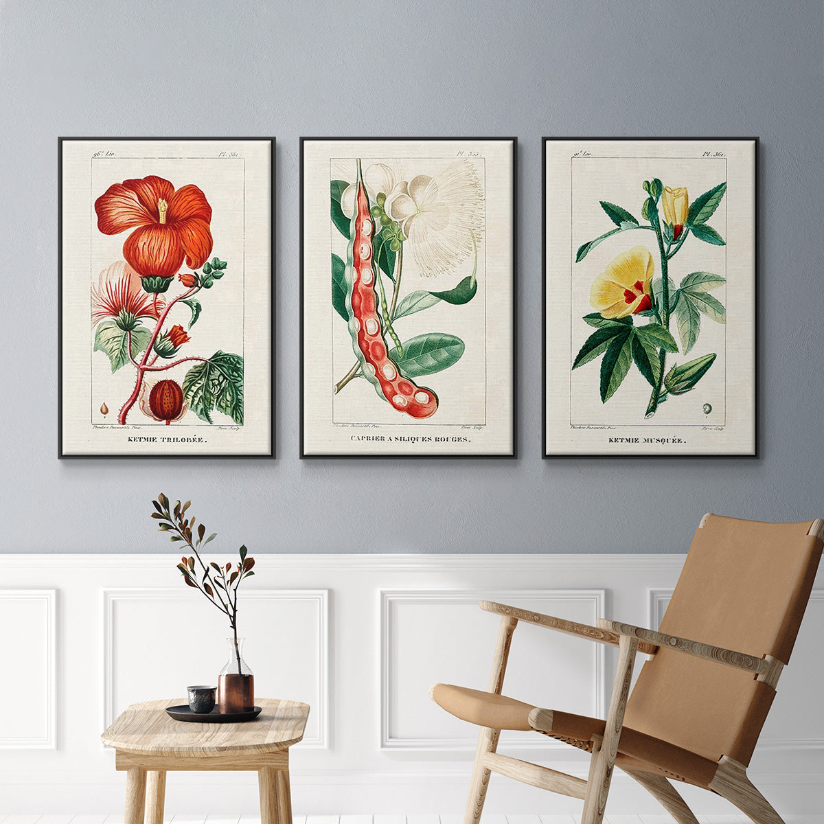 Turpin Tropical Botanicals VI - Framed Premium Gallery Wrapped Canvas L Frame 3 Piece Set - Ready to Hang