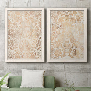 Walnut Damask I - Premium Framed Canvas 2 Piece Set - Ready to Hang