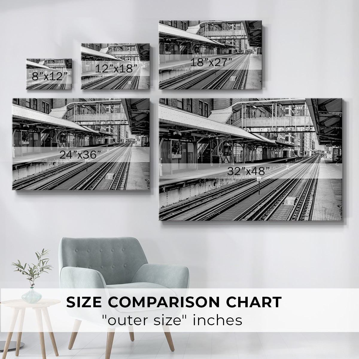Vintage Chicago L  - Gallery Wrapped Canvas