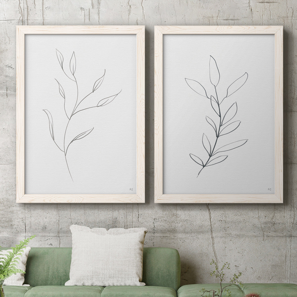 Botanical Gesture I - Premium Framed Canvas 2 Piece Set - Ready to Hang