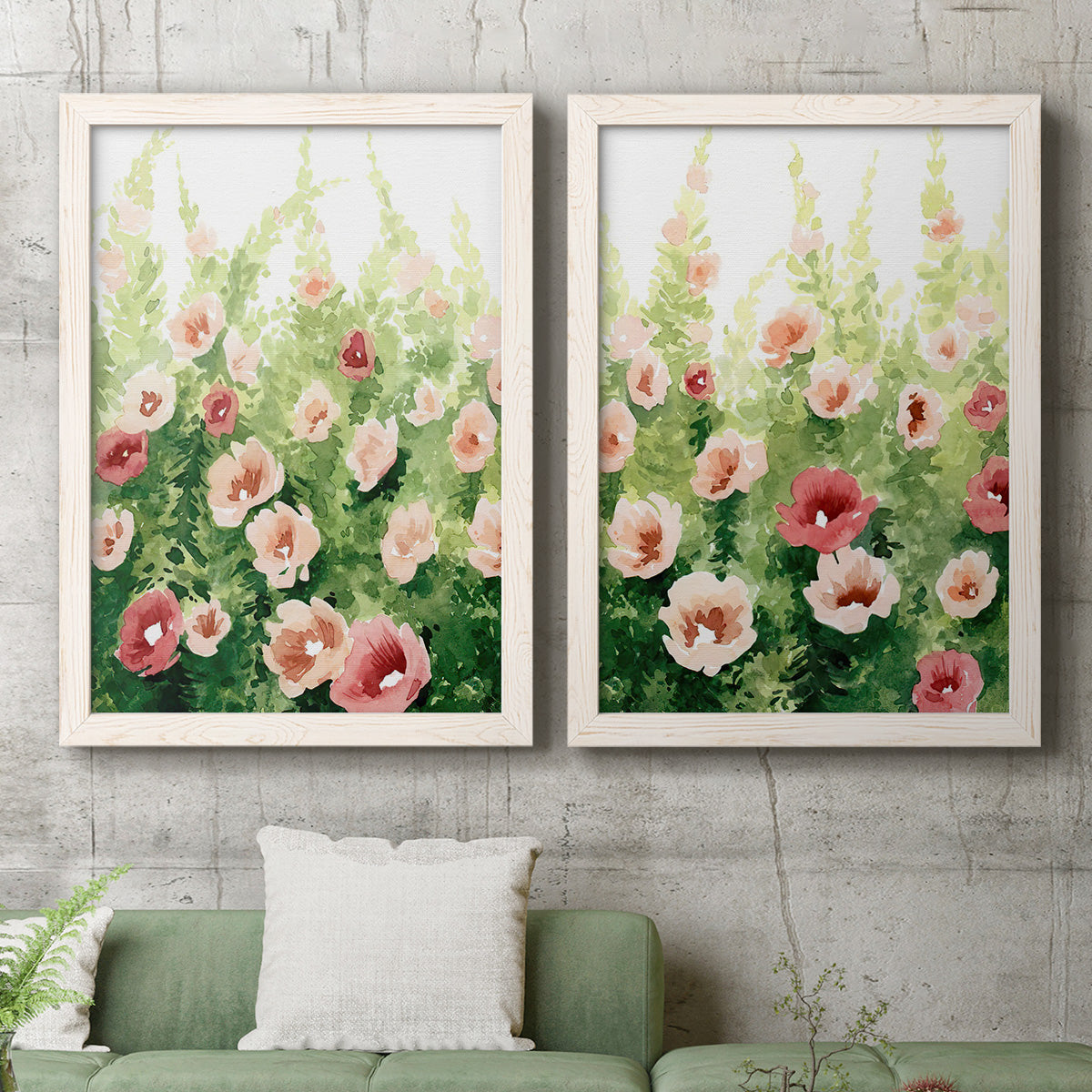 Sunlit Flora I - Premium Framed Canvas 2 Piece Set - Ready to Hang