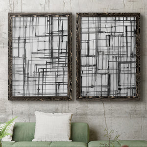 Line Meditation I - Barnwood Framed Canvas Set