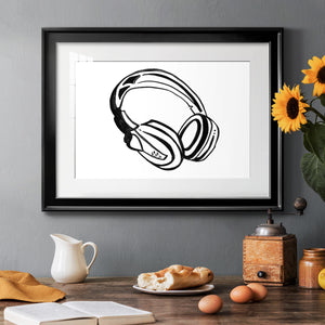 Headphones Sketch - Modern Framed Art Print