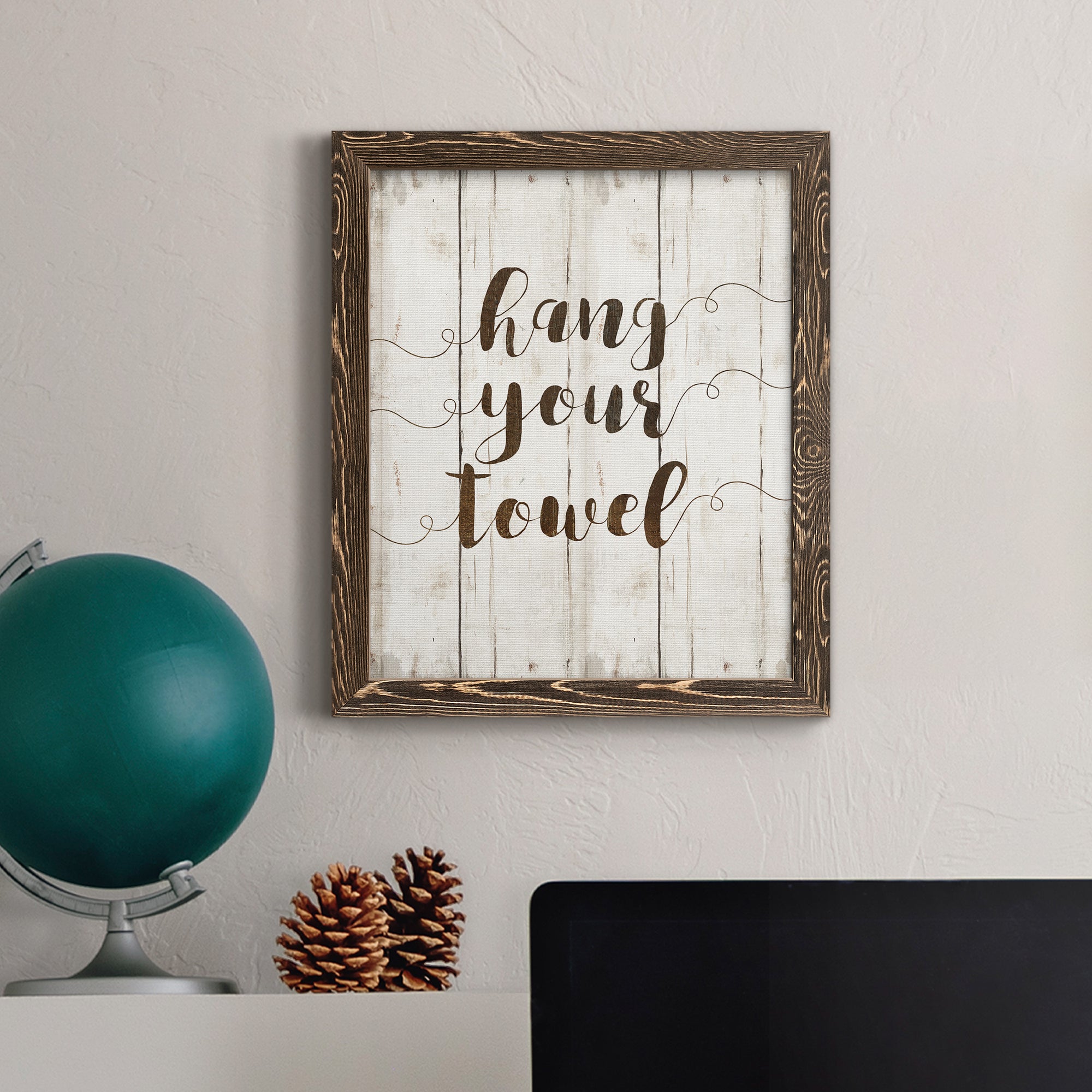 Hang Your Towel - Premium Canvas Framed in Barnwood - Ready to Hang