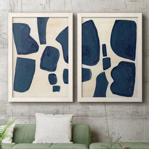 Blue Pieces I - Barnwood Framed Canvas Set