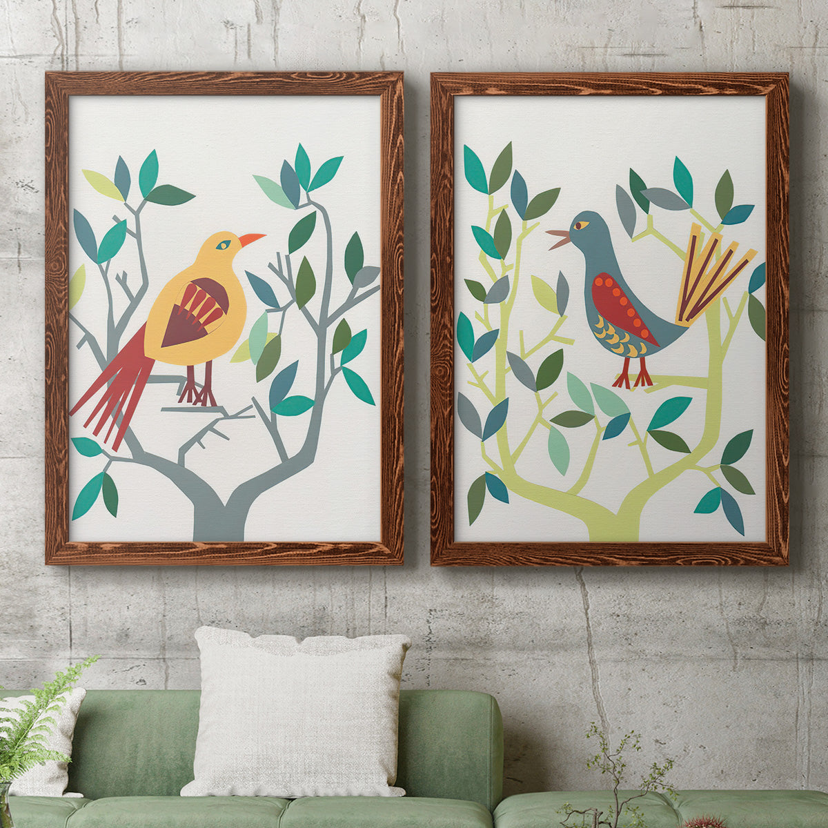 Whitty Bird III - Premium Framed Canvas 2 Piece Set - Ready to Hang