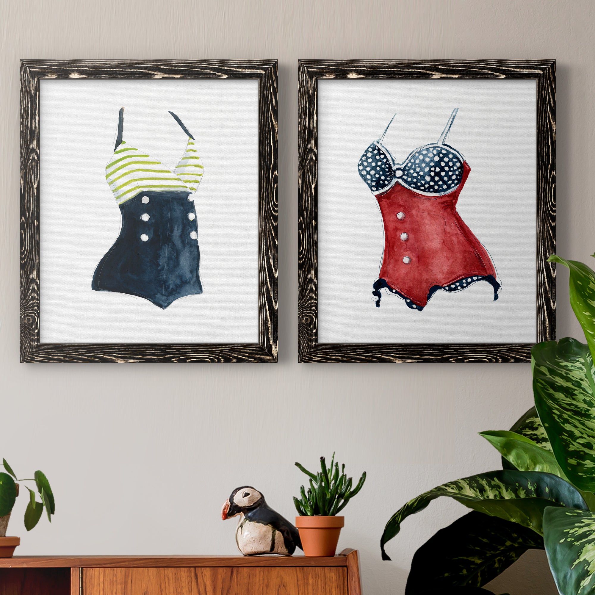 Vintage Swimwear I- Premium Framed Canvas in Barnwood - Ready to Hang