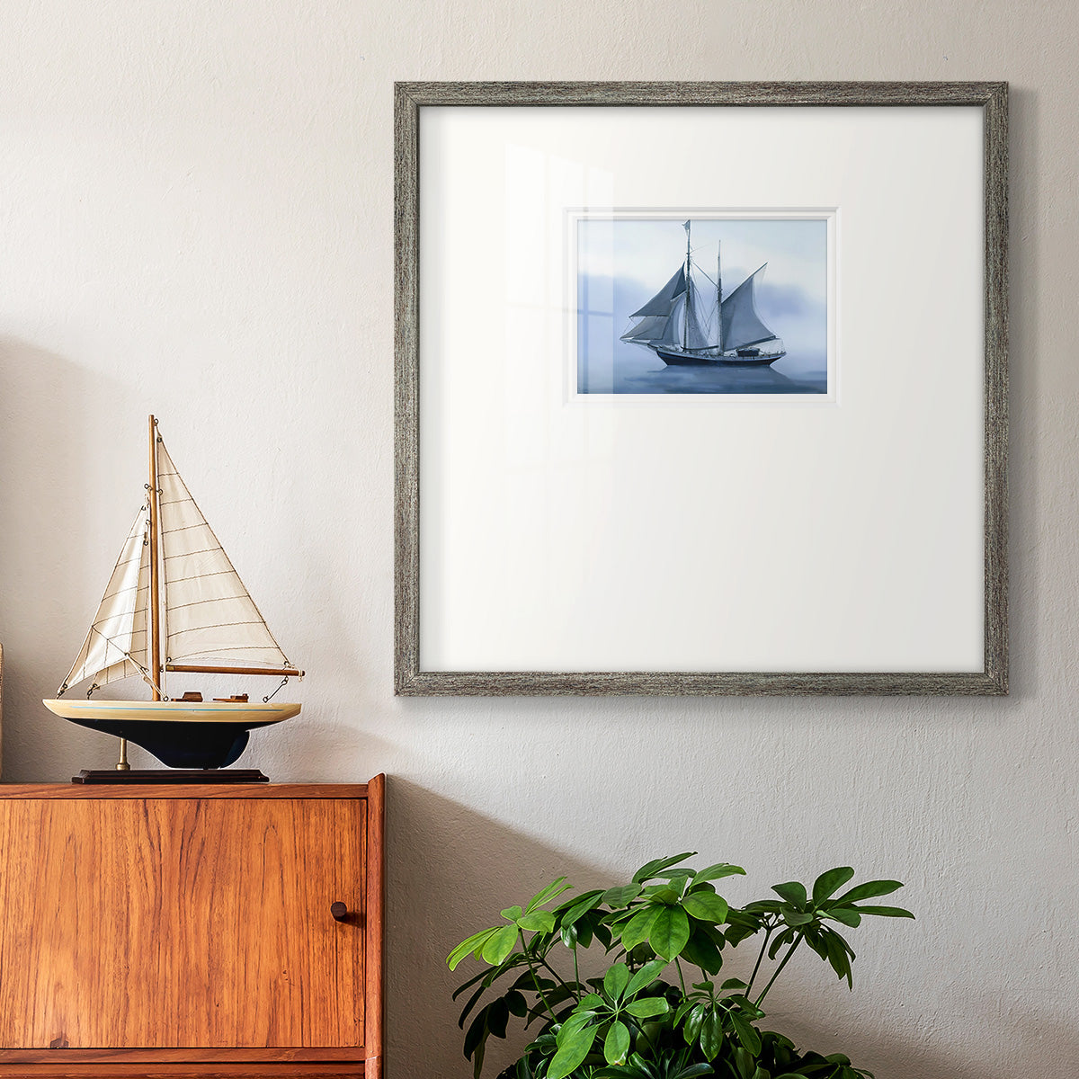 Misty Sail Premium Framed Print Double Matboard